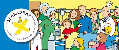 L'association SPARADRAP édite une fiche illustrée pour expliquer la transfusion sanguine aux enfants et à leurs parents.
